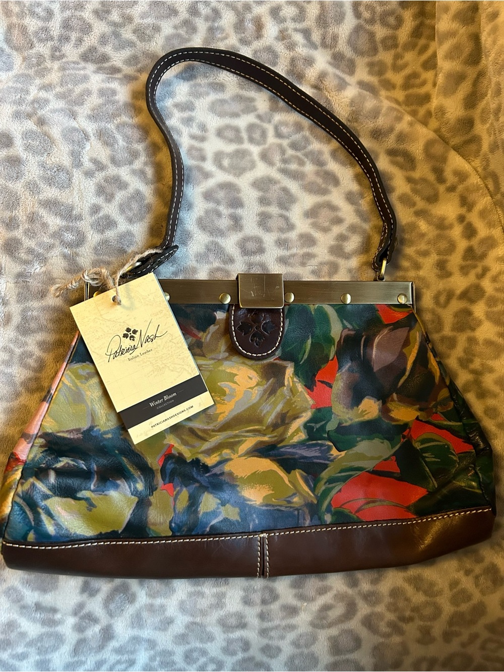Patricia Nash Multicolor Floral Leather-Trim Frame Shoulder Bag